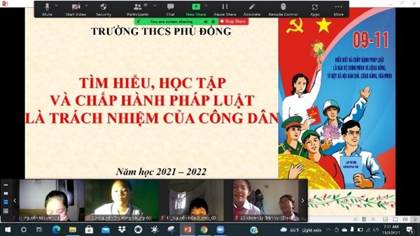 Trường THCS Phù Đổng hưởng ứng ngày Pháp luật nước Cộng hoà xã hội chủ nghĩa Việt Nam năm 2021