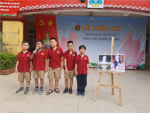 Học sinh lớp 3C tham gia tiết trực tuần với câu chuyện  Kim Đồng 