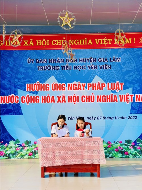 Trường Tiểu học Yên Viên hưởng ứng ngày pháp luật nước CHXHCN Việt Nam