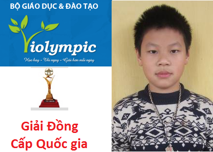 Xin chúc mừng bạn: Hoàng Gia Huy (lớp 5A1) đã đạt giải Đồng kì thi giải toán qua internet cấp Quốc gia năm học 2014-2015.